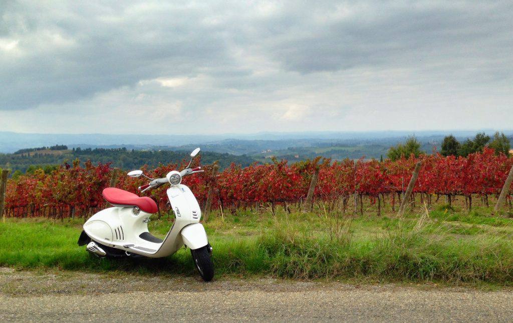 The Vespa (model 946) parked somewhere in Tuscany | Photo Alexandra Korey