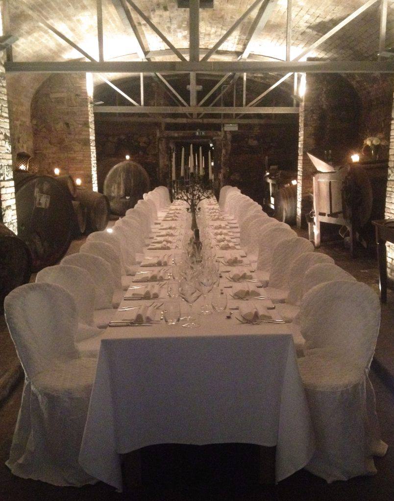 An intimate indoor setting - the historical cellar at Dievole for smaller indoor weddings and events