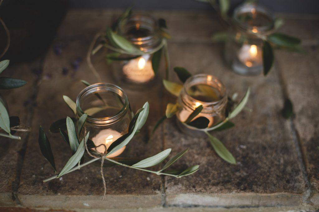 Simple jars hold candles