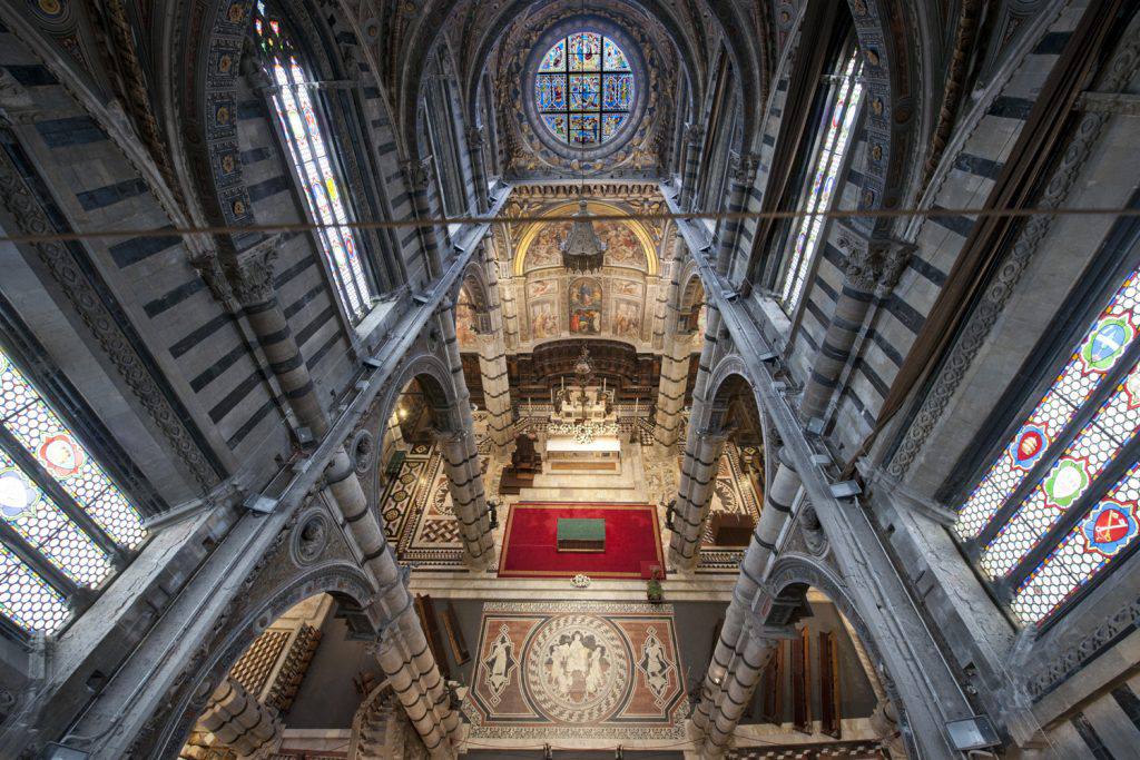The floor of the Duomo of Siena seen from above when uncovered