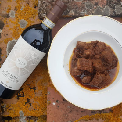 Wild boar alla cacciatora with Brunello Poggio Landi